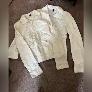 H&M light tan and white size 8 women’s light weight cotton jackets